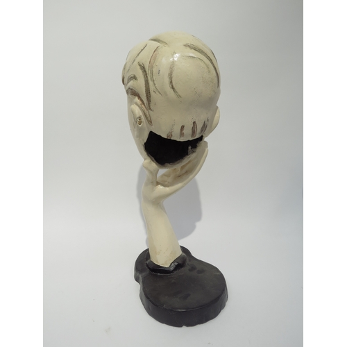 6038 - A 1930's deco hat stand in the form of an elegant female, painted plaster and composite, 50cm tall