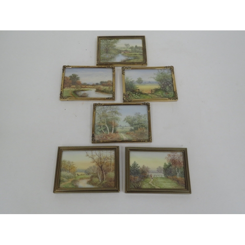 6276 - STEPHANIE E WALTERS (xx local artist ) six miniature painting depicting local scenes including the r... 