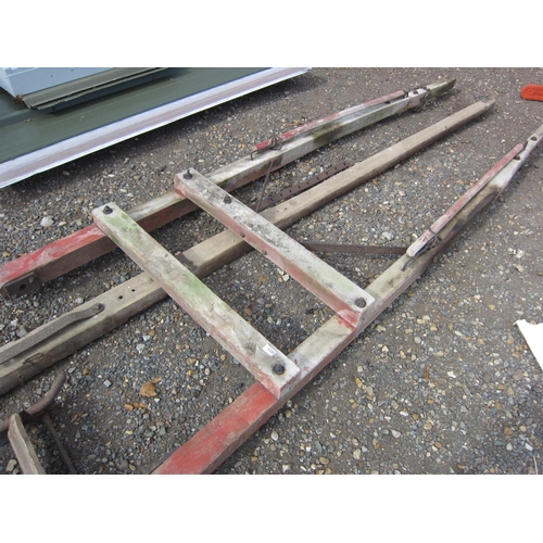 3325 - Wooden horse cart shafts and grass cutter attachment