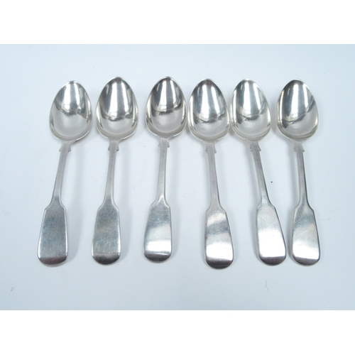 6425 - A set of six James Beebe silver spoons, London 1840, 236g