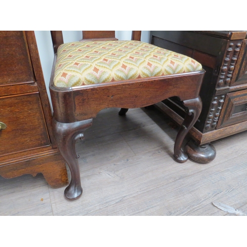 6041 - An early Georgian mahogany single chair, with solid splat, drop-in seat and cabriole front legs term... 