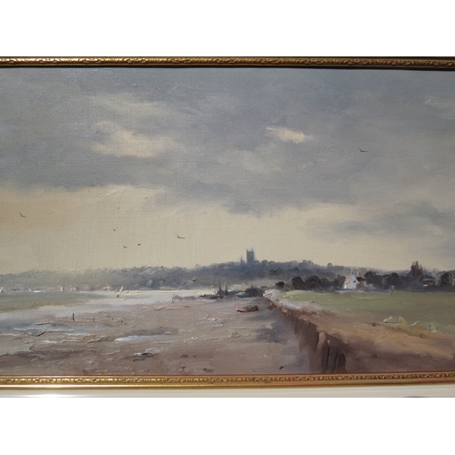 6035 - MARCUS FORD (1914-1989) Norfolk coastal  landscape oil on canvas, 29cm x 74cm