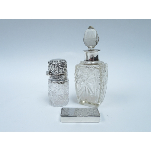 6407 - An M Bros silver topped scent bottle Birmingham 1898, silver coloured scent bottle and Ari D Norman ... 