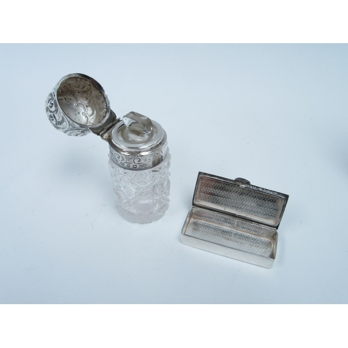 6407 - An M Bros silver topped scent bottle Birmingham 1898, silver coloured scent bottle and Ari D Norman ... 