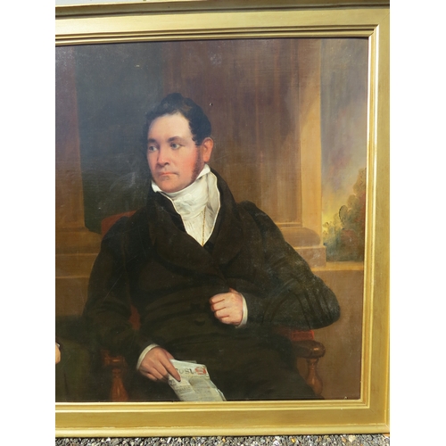 6025 - JOHN FLEMING (1792-1845) 19th Century portrait of Lord and Master one with the post newspaper in han... 