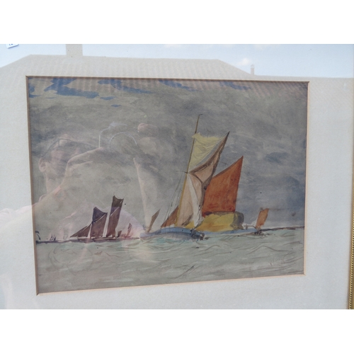 6107 - WILLIAM LIONEL WYLLIE (1851-1931): A watercolour sketch of sailing vessels in choppy waters, Christm... 