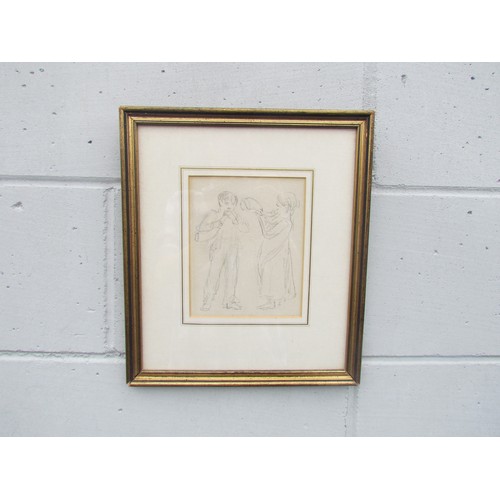 4114 - DAVID COX (1783-1859): A framed and glazed pencil study, 'Children of Dolbenaum, Wales', 17cm x 13.5... 