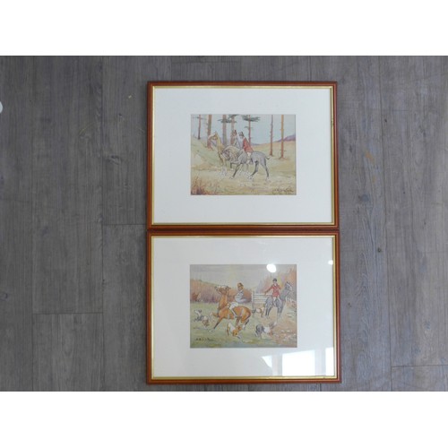 4511 - STEPHEN BAGHOT DE LA BERE (1877-1927) A pair of framed and glazed watercolours, hunting scenes. Both... 