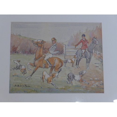 4511 - STEPHEN BAGHOT DE LA BERE (1877-1927) A pair of framed and glazed watercolours, hunting scenes. Both... 