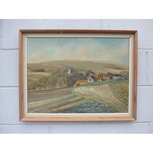 1074 - PHYLLIS BAIGHT (XX) A framed oil on board 'Bishopstone Village, Seaford, Sussex'. Signed bottom righ... 