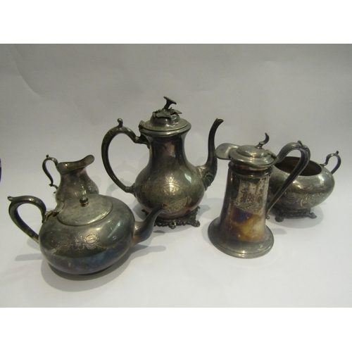 4458 - A silver plated tea set, lid missing (5)