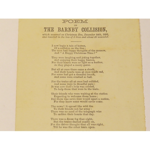 4418 - A publication of the 'Poem on The Barnby Collision' 1861. Sold by Herbert C. Gill. A Rolls razor and... 