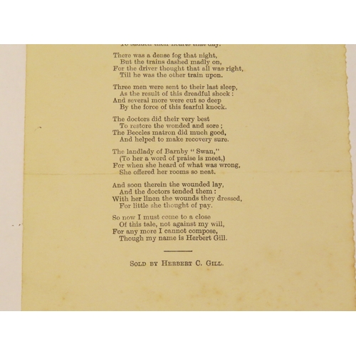 4418 - A publication of the 'Poem on The Barnby Collision' 1861. Sold by Herbert C. Gill. A Rolls razor and... 