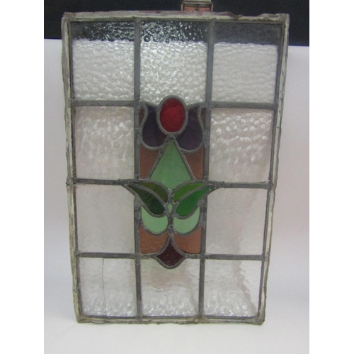 4351 - A stained glass panel, (some cracks to glass) 46cm x 30cm