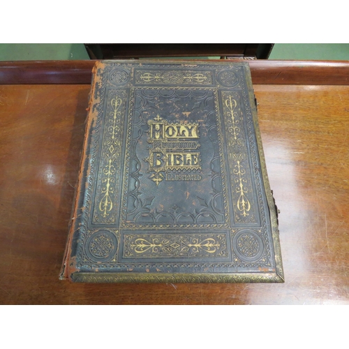 4267 - A 19th Century leather-bound Holy Bible. Illustrated