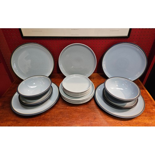 4306 - A collection of Denby blue plates and bowls (19)