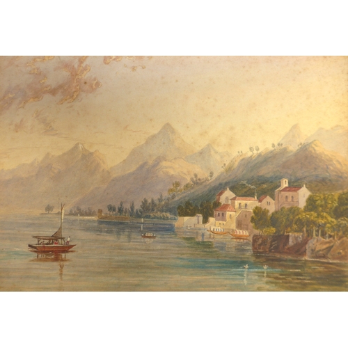 4079 - Three 19th Century watercolours of Mediterranean scenes, all unframed but mounted and stuck to card,... 