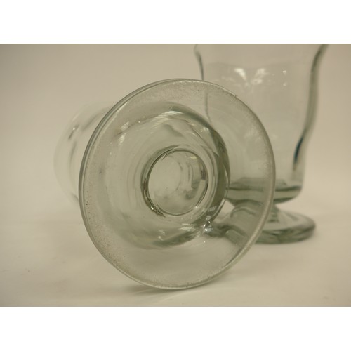 7292 - A pair of Swedish clear glass pedestal vases c1940's, possibly by Stomberg. 20cm high (Watermarked)