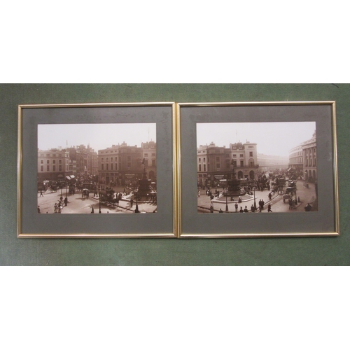 4317 - Two framed photographs of Piccadilly Circus in circa late 19th Century.  Printed from the original g... 