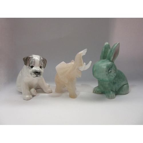 4324 - A USSR puppy, stone elephant and ceramic rabbit (3)