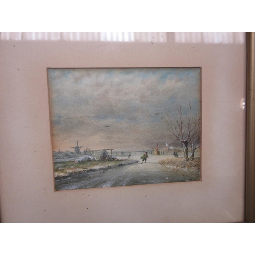 4331 - A painting of a cathedral signed Gerald Rickards 1991, together with a Victorian winter scene. Both ... 