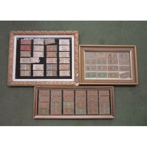 4334 - Three mounted sets of vintage railway tickets including Exeter, Dublin, Londonderry, Waterloo, etc. ... 