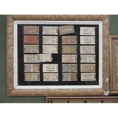 4334 - Three mounted sets of vintage railway tickets including Exeter, Dublin, Londonderry, Waterloo, etc. ... 