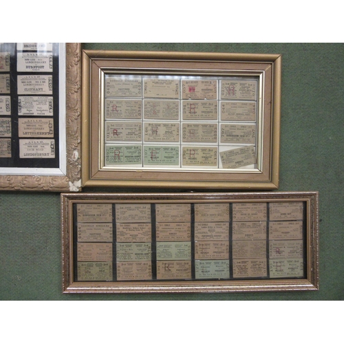 4334 - Three mounted sets of vintage railway tickets including Exeter, Dublin, Londonderry, Waterloo, etc. ... 