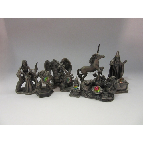 4335 - Seven Myth and Magic pewter figures including 