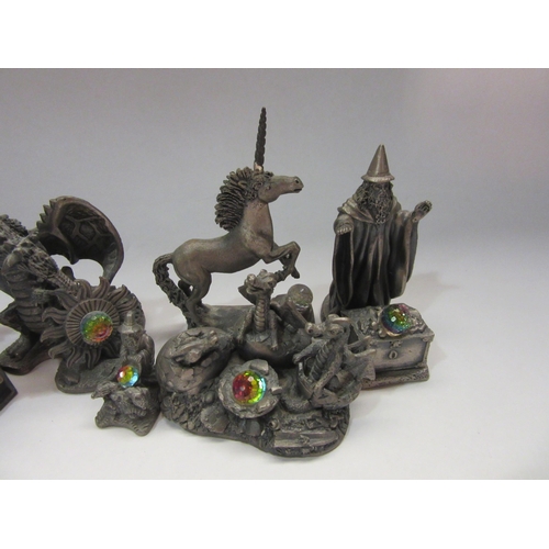 4335 - Seven Myth and Magic pewter figures including 