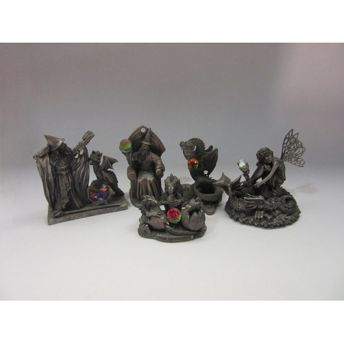 4348 - Five Myth and Magic pewter figures including 