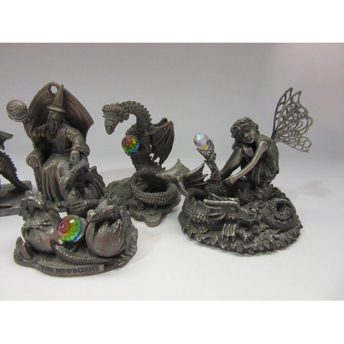 4348 - Five Myth and Magic pewter figures including 