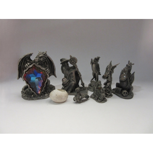 4350 - Seven Myth and Magic pewter figures including 