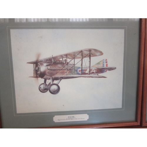 4356 - A set of three prints depicting WWI aircraft, all framed and glazed. 20.5cm x 27.5cm image sizes.