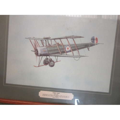 4356 - A set of three prints depicting WWI aircraft, all framed and glazed. 20.5cm x 27.5cm image sizes.