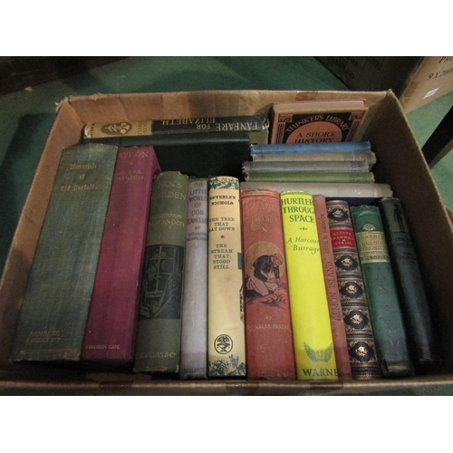 4064 - Three boxes of mixed books, including two 19th Century volumes of Goldsmith's Natural History, both ... 