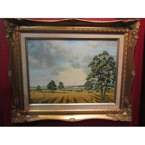 4066 - S.V. GILBERT (Essex painter): An oil on board of field scene with pheasants in foreground.  Signed l... 