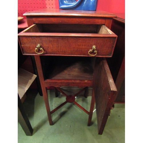 4107 - A Georgian mahogany nightstand the single drawer over a single door cupboard on chamfered square leg... 