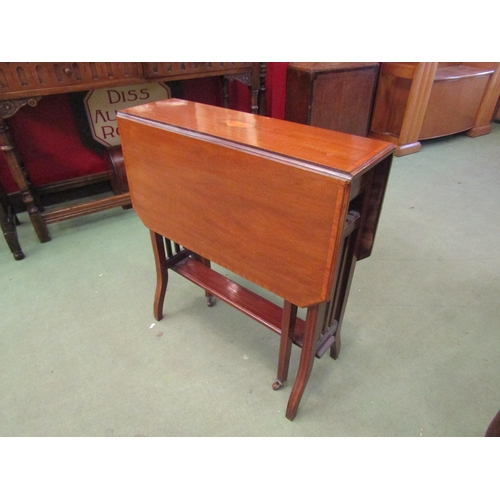 4089 - An Edwardian cross-banded mahogany Sutherland table, with canted rectangular top, 76cm wide extended