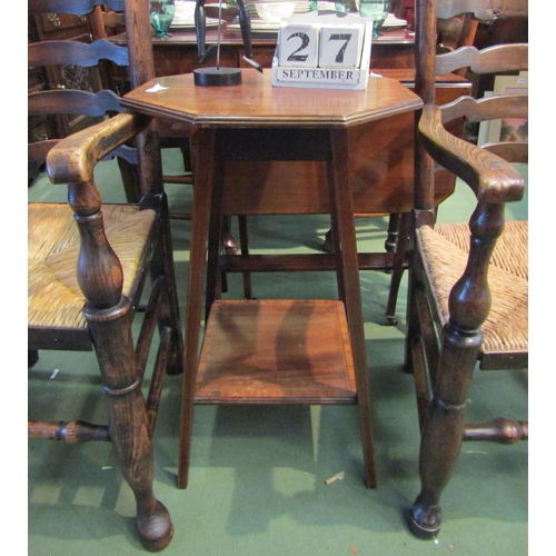 4091 - An Edwardian cross-banded mahogany occasional table with octagonal top and square under tier, 43cm w... 