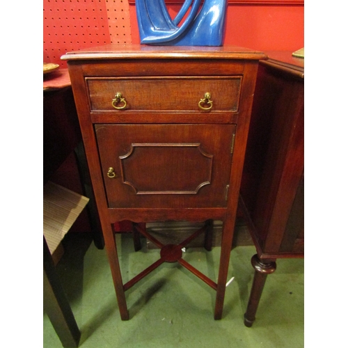 4107 - A Georgian mahogany nightstand the single drawer over a single door cupboard on chamfered square leg... 