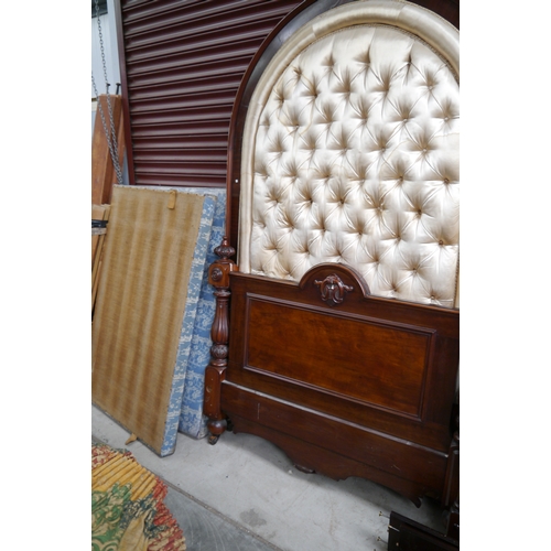 2443 - A Victorian mahogany Tester bed with substantial button head board, sides and base