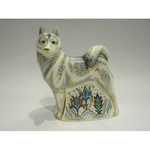 4415 - A Royal Crown Derby Husky 2007 paperweight with gold stopper, 16cm tall