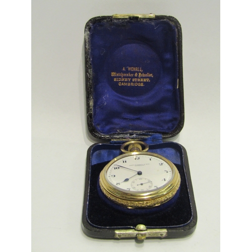 4425 - A gold plated Thomas Russell of Liverpool open-faced pocket watch, foliate detail relief to case, ca... 