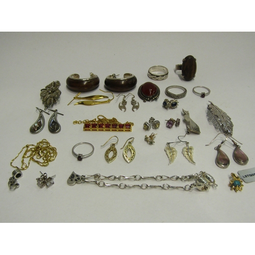 4429 - A bag of bijouterie including earrings, ring, turquoise pendant, topaz earrings etc.