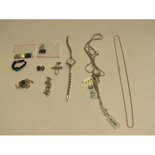 4439 - A bag of mostly 925 jewellery including watch, pendant, neckchains, earrings etc