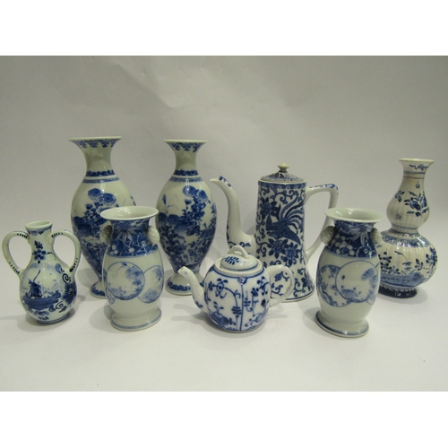 4461 - A Noritake teapot, Delft and Oriental blue and white vases (8)