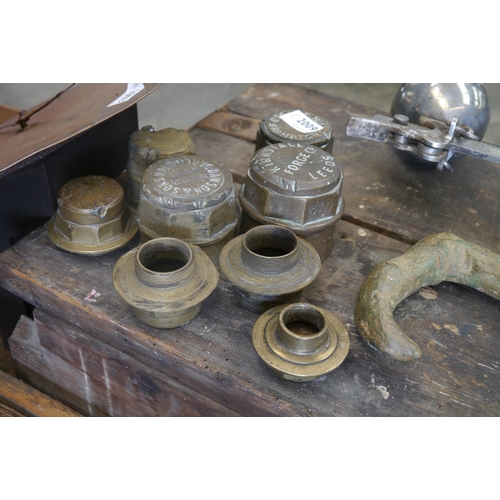 2009 - A collection of seven Victorian brass cart hub caps