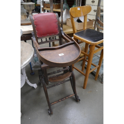 2037 - A 1920's American metamorphic high chair which converts to a rocking chair