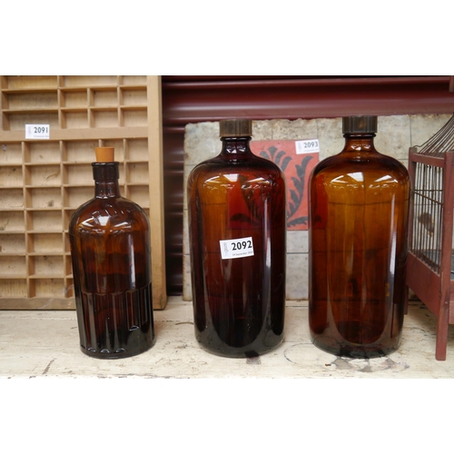 2092 - Two medicamenta chemist bottles and one poison bottle